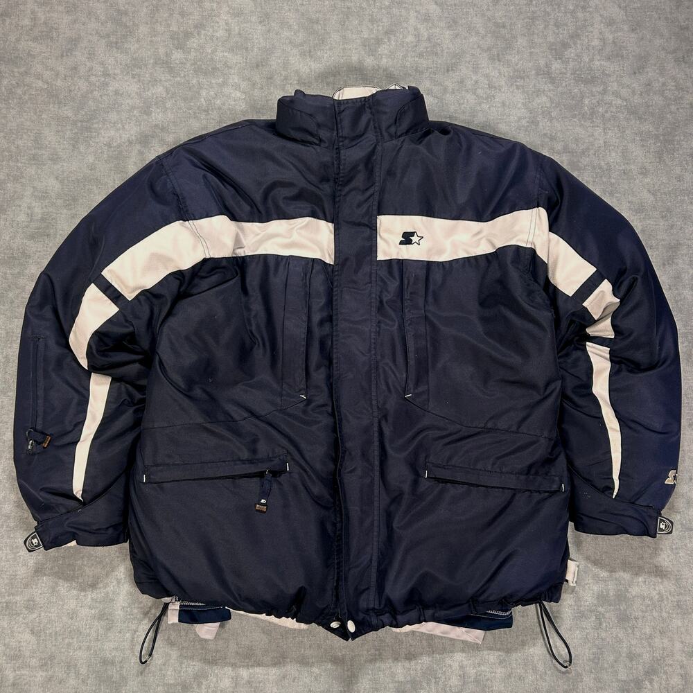 Vintage Y2K Starter STW03SM 3-in-1 Down Feather Ski Jacket Navy White Mens L